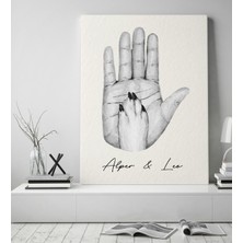 Bk Gift Kişiye Özel Isimli El ve Pati Tasarımlı Siyah Beyaz Kanvas Tablo-2 50X70, Ev Dekorasyonu, Arkadaşa Hediye