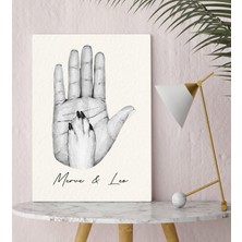 Bk Gift Kişiye Özel Isimli El ve Pati Tasarımlı Siyah Beyaz Kanvas Tablo-3 30X50, Ev Dekorasyonu, Arkadaşa Hediye