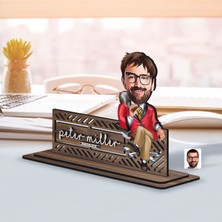 Bk Gift Kişiye Özel 3D Kabartma Isimli Baba Karikatürlü Ahşap Biblo-3, Babaya Hediye, Babalar Günü Hediyeleri