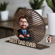 Bk Gift Kişiye Özel 3 Katmanlı Baba Karikatürlü Ahşap Biblo-6, Babaya Hediye, Babalar Günü Hediyeleri