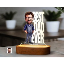 Bk Gift Kişiye Özel Baba Karikatürlü Dekoratif 3D Biblo LED Işıklı Gece Lambası-5, Babaya Hediye, Babalar Günü Hediyeleri