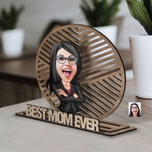 Bk Gift Kişiye Özel 3 Katmanlı Anne Karikatürlü Ahşap Biblo-19 Anneye Hediye, Anneler Günü Hediyeleri
