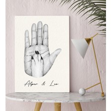 Bk Gift Kişiye Özel Isimli El ve Pati Tasarımlı Siyah Beyaz Kanvas Tablo-2 30X50, Ev Dekorasyonu, Arkadaşa Hediye