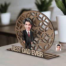 Bk Gift Kişiye Özel 3 Katmanlı Baba Karikatürlü Ahşap Biblo-2, Babaya Hediye, Babalar Günü Hediyeleri