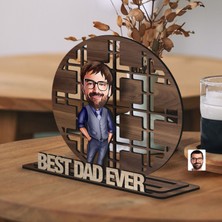 Bk Gift Kişiye Özel 3 Katmanlı Baba Karikatürlü Ahşap Biblo-5, Babaya Hediye, Babalar Günü Hediyeleri