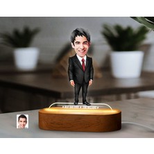 Bk Gift Kişiye Özel Baba Karikatürlü Dekoratif 3D Biblo LED Işıklı Gece Lambası-2, Babaya Hediye, Babalar Günü Hediyeleri