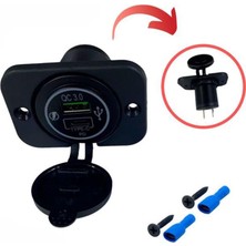 Carub 9-30V Marin Tipi Dişi Soket Yüzeye Monte Type C PD + 3.0 QC USB