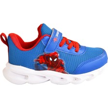 Spiderman Erkek Çocuk Mavi / Siyah Işıklı Spor Ayakkabı Hafif Sneaker