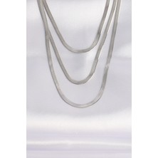 Callerrons Accessories  316L Çelik Italyan Zincir Gümüş Renk Çoklu Kolye - EBJ240601W24674