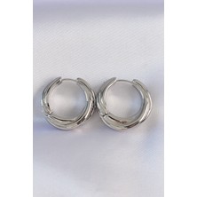Callerrons Accessories  Pirinç Gümüş Renk Asimetrik Kıvrım Küpe - EBJ240601W24750