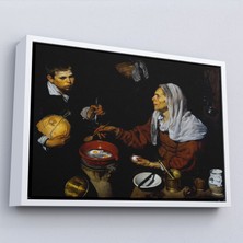 Harita Sepeti Çerçeveli Diego Velázquez - Yumurta Pişiren Yaşlı Kadın Tablosu - Old Woman Frying EGGS-7051