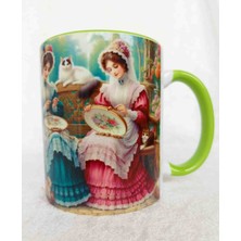 Mugs And Love Nakışçı Kızlar Vintage Baski Büyük Boy Kupa