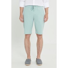Altınyıldız Classics Erkek Açık Mint Yeşili Keten Comfort Fit Rahat Kesim Yan Cepli Şort