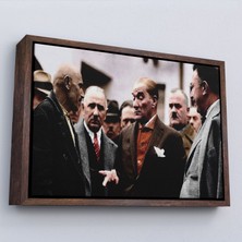 Harita Sepeti Çerçeveli Muatafa Kemal Atatürk Yurttaş Ile Konuma TABLOSU-7193