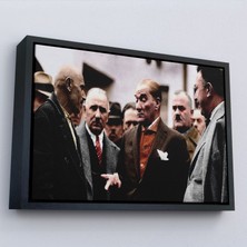 Harita Sepeti Çerçeveli Muatafa Kemal Atatürk Yurttaş Ile Konuma TABLOSU-7193