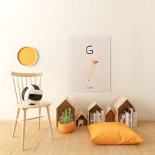 Pegziz G Harfi Alfabe Minimalist Kanvas Tablo - Bebek Odası Dekorasyon - Çocuk Odası Tablo