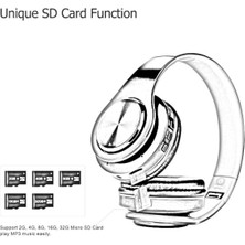 Nidage Bluetooth Radyolu Aux Girişli Hafıza Kartlı Kulak Üstü Bluetooth Kulaklık