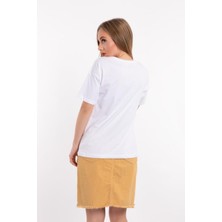 Sranu T-Shirt Bereli Kız Baskılı Yuvarlak Yaka