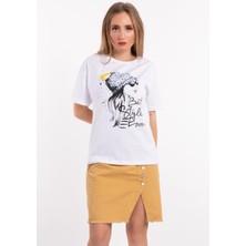 Sranu T-Shirt Bereli Kız Baskılı Yuvarlak Yaka