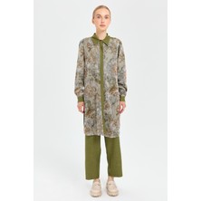 Esswaap Desenli File Kumaş Tunik Pantolon Takım  Haki