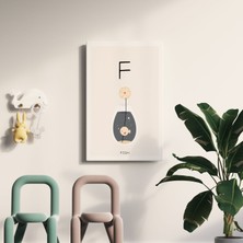 Pegziz F Harfi Alfabe Minimalist Kanvas Tablo - Bebek Odası Dekorasyon - Çocuk Odası Tablo