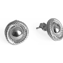 Mistik Silver Taşsız Sarmal Model Gümüş Küpe - Rodyum Renk
