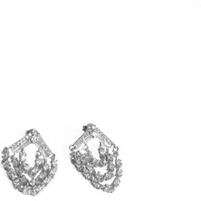 Mistik Silver Beyaz Taşlı Sallantılı Gümüş Küpe - Rodyum Renk