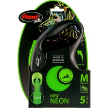 Flexi New Neon Medium Boy Neon Şerit Tasma 5mt Otomatik Şeritli Neon Gezdirme Kayışı