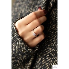 By Barun Tek Taş Gümüş Yüzük-Gümüş Rengi