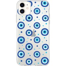 Printify Apple  iPhone 11 ile Uyumlu 1mm Slim Fit Nazar Boncuğu 1 Baskılı Şeffaf Silikon Kılıf