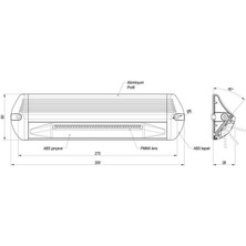 Sanel 10V-30V Dış Aydınlatma Lambası (Tavan Lambası) (36*0.5W Led) (Su Geçirmez) (300*80) (Gri Kasa)