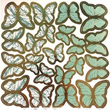 Parti Furyası Pasta Balon Üzeri Dekor Kelebek Süsler  Pasta Balon Üzeri Süslemesi  pasta Yapımı Dekor Süsü Butterfly Suyeşili