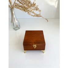 Golden Wooden Doğal Ahşap Takı Kutusu Ahşap Saklama Kutusu(Beyaz ÇAM)(BOY:12CM EN:12CM Yük:8,5cm)