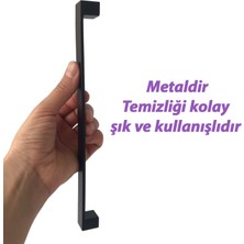 Glaswen 15 Adet Bihter Düz Kulp 224 mm Siyah Mutfak Kulpu Çekmece Dolap Kapak Kulbu Metal Mobilya Dolabı Kulpları