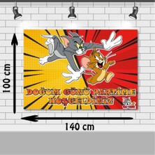 Tom ve Jerry doğum Günü 100X140 cm Tom ve Jerry Doğum Günü Konsepti Afişi