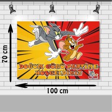 Parti Furyası Tom ve Jerry doğum Günü 70X100 cm Tom ve Jerry Doğum Günü Konsepti Afişi