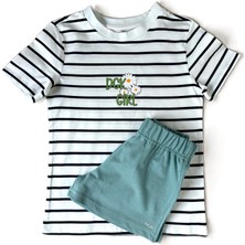 Dgk Collection Kız Çocuk  Baskılı T-Shirt  Short Takım  Cotton