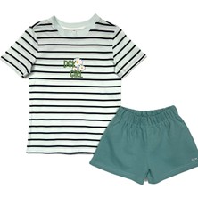 Dgk Collection Kız Çocuk  Baskılı T-Shirt  Short Takım  Cotton