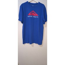 Nike Dri Fit Trail Running Training Erkek Mavi Spor T-Shirt DX2183