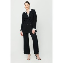 Accort Kruvaze Düğmeli Blazer Ceket - Siyah