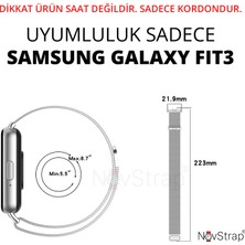 Novstrap Samsung Galaxy Fit 3 ile Uyumlu Kordon Mıknatıslı Metal Hasır Kordon Kayış