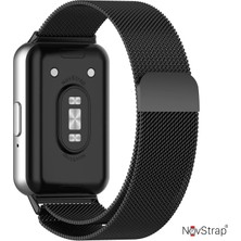 Novstrap Samsung Galaxy Fit 3 ile Uyumlu Kordon Mıknatıslı Metal Hasır Kordon Kayış