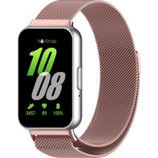 Novstrap Samsung Galaxy Fit 3 ile Uyumlu Kordon Mıknatıslı Metal Hasır Kordon Kayış