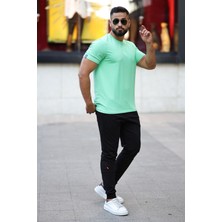 Tommy Life Erkek Kısa Kol Standart Kalıp 0 Yaka Basic T-Shirt 87911 Su Yeşili