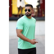 Tommy Life Erkek Kısa Kol Standart Kalıp 0 Yaka Basic T-Shirt 87911 Su Yeşili