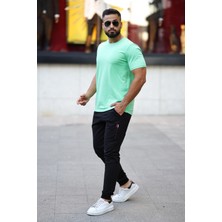 Tommy Life Erkek Kısa Kol Standart Kalıp 0 Yaka Basic T-Shirt 87911 Su Yeşili