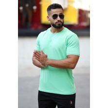 Tommy Life Erkek Kısa Kol Standart Kalıp 0 Yaka Basic T-Shirt 87911 Su Yeşili
