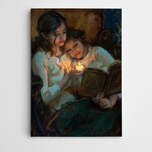 Dekolata Kitap Okuyan Çocuklar Kanvas Tablo