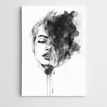 Dekolata Portre Siyah Beyaz Kanvas Tablo