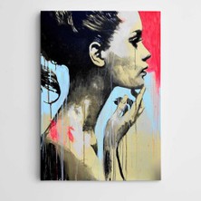 Dekolata Mavi Tonlar Portre Modern Sanat Kanvas Tablo